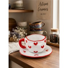 Bam Seramik Tabaklı Handmade Tasarımlı Kupa - Renk Seçenekli