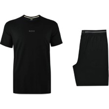 Boss Erkek Normal Kalıp Logo Detaylı Beli Lastikli Esnek Dokuma Kumaş Siyah Pijama Takımı 50561525-001