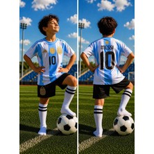 Sidas Arjantin Dünya Kupası Lionel Messi Mavi-Siyah Çocuk Forma Takımı