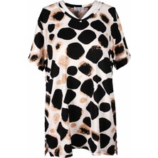 Trender Puantiye V Yaka Bej Kadın Bluz 26YDT1000102