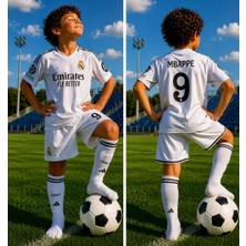 Sidas Real.madrid. Mbappe 9 Numara 24/25 Sezon Beyaz Çocuk Forma Takımı