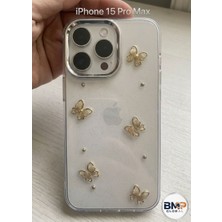 BMP GLOBAL Iphone 15 Pro Max Uyumlu Model Kabartmalı 3D Figürlü ve Taş Detaylı Şeffaf Kılıf - Premium Tasarım