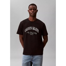 Calvin Klein Erkek Ck Yazı Detay Kısa Kol Bisiklet Yaka Siyah T-Shirt LV04RF820G-UB1