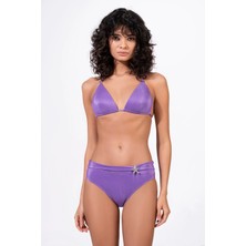 Endeep Kadın Yarım Dolgulu Aksesuarlı Simli Bikini Takımı
