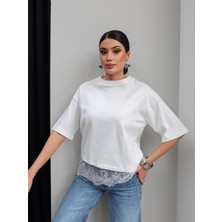 Esra Helvacı Etek Ucu Dantel Oversize Tshirt