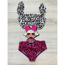 Monsterçocuk - Kız Çocuk Deniz Kızı Bikini Takım Fırfırlı Askılı, Renkli Yazlık Mayo Seti