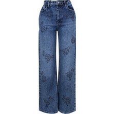 Trender 8062 Taşlı Mavi Kadın Jean Pantolon 26YH27000043
