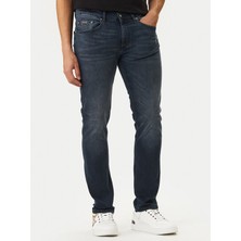 Versace Erkek Normal Bel Düz Paça Pamuklu Denim Lacivert Jeans 80GAB5S0 CDWAB-906
