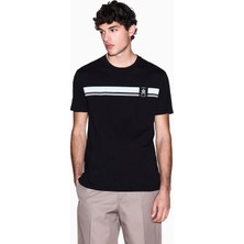 Armani Exchange Erkek Normal Kesim Logo Detaylı Yuvarlak Yakalı Pamuk Içerikli Kısa Kollu Siyah T-Shirt XM001792 AF12308-UC001