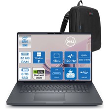 Dell Pro Max 18 Plus Intel Core Ultra 7 265HX 32GB Ddr5 8tb SSD Rtx Pro 3000 Blackwell 12GB Windows 11 Pro 18" 120HZ Qhd+ 2560 x 1600 Wva 500NITS Mobil Iş Istasyonu MB18250263P05 + Zetta Çanta