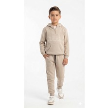 HaanBebe Erkek Çocuk Alt Üst Takım Yarım Fermuar Kapüşonlu Sweatshirt ve Eşofman Altı
