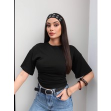 Esra Helvacı Yan Büzgülü Crop Tshirt