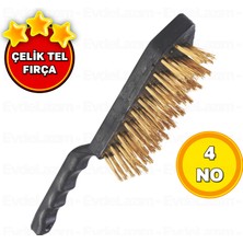 EvdeLazım Plastik Saplı Çelik Tel Fırça Yağ Kir Pas Sökücü Döküm Yüzey Mangal Izgara Tost Makinesi Fırçası 4no