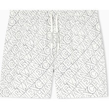 Armani Exchange Erkek Lastikli Bel Kısa Boy Iç Astarlı Ax Yazı Desen Beyaz Deniz Şortu XM000832 AF24685-F1167