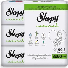Sleepy 4 Adet Natural Ultra Hassas Bebek Islak Mendil 3X60 Adet
