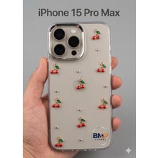 BMP GLOBAL Iphone 15 Pro Max Uyumlu Model Kabartmalı 3D Figürlü ve Taş Detaylı Şeffaf Kılıf - Premium Tasarım