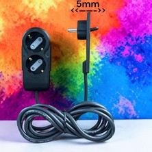ORVI PRIME Orvı Prıme Siyah 2’li Ince Fişli Uzatma Kablosu 5 Metre 5mm Ultra Ince Fiş Dolap Arkaları Için Topraklı Çocuk Korumalı