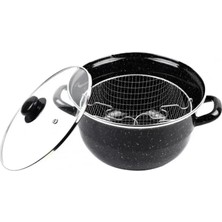 İsmiyle Al Emaye Kızartma Tenceresi Siyah Kırçıllı 24 cm ROYALEKS-69115