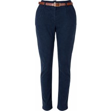 Trender Kemerli Lacivert Kadın Pantolon 5335