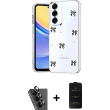 Marsilyan™- Galaxy A24 4g Kılıf Yörünge Form - Siyah 6d Antistatik Mat Seramik Hayalet Nano Ekran Koruyucu + Siyah Valdez Metal Kamera Lens