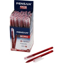 Die Grup 50 Adet Pensan Büro Kırmızı Tükenmez Kalem M-Medium - 1.0mm Uç (5501)