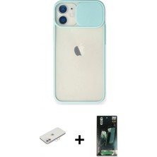 Marsilyan™- iPhone 11 Kılıf Vadi Çizgi - Siyah 360 Mat Full Body Arka Koruyucu + Pembe Renkli Kamera Lens Koruma Cam