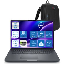 Dell Pro Max 18 Plus Intel Core Ultra 9 285HX 80GB Ddr5 8tb SSD Rtx Pro 4000 Blackwell 16GB Windows 11 Home 18" 120HZ Qhd+ 2560 x 1600 Wva 500NITS Mobil Iş Istasyonu MB18250274H20 + Zetta Çanta