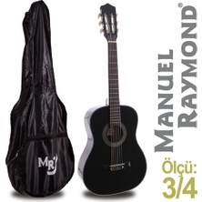 Manuel Raymond MRC87BK 3/4 Boy Junior Klasik Gitar Seti| Siyah Renk, Çocuklar Için Uygun, Taşıma Kılıfı Hediyeli