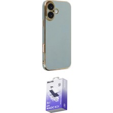 TKÇ Ieg™ Iphone 16 Kılıf Yankı Serisi - Siyah Bilvis 5in1 5d Magic Hayalet Cam Ekran Koruyucu