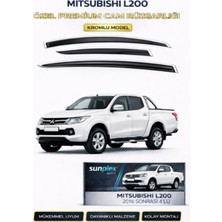 Sunplex Mitsubishi L200 2016 Sonrası Uyumlu Kromlu Cam Rüzgarlığı Takım 4 Lü Rüzgar Kesici Yağmur Önleyici