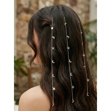 Gistoria 2'li Tel Tokalı Gümüş Ay Yıldız Saç aksesuarı