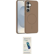 TKÇ Ieg™ Galaxy S23 Fe Kılıf Siluet Doku Özel Seri - Şeffaf Pasifik Cam Ekran Koruyucu