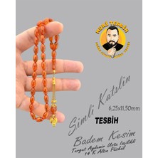 Muri Tesbih 14 K Altın Püsküllü Turgut Aydemir Simli Katalin Badem Kesim 6,25X11,50