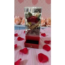 Famemus Accessory Sevgililer Gününe Özel Çekmeçeli Yüzük Koyulan LED Işıklı Gül Buket BOYUT:22CM