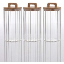 altabi Bambu Kapaklı Borosilikat Cam Kavanoz Takımı - 3 Parça (1100 Ml)