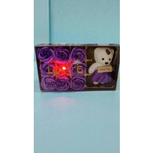 Famemus Accessory Sevgililer Gününe Özel(I Love You Yazılı Asetatlı Güllü Ayıcık Mor Renk Hediyelik BOYUT:20*11CM