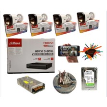 Dahua 4 Kameralı Gece Renkli Güvenlik Kamera Sistemi 2 Mp 1080P Hd 1 Tb HDD