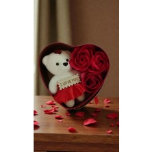 Famemus Accessory Sevgililer Gününe Özel Kalpli Kutuda I Love You Yazan Güllü Ayıcık BOYUT:11CM