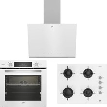 Beko Super Luks Beyaz Ankastre Set (Bde 6041 B1 Davlumbaz + Bfc 431 B Fırın + Bocd T 6510 Eb Ocak)