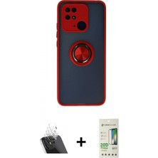 Marsilyan™- Redmi 10C Kılıf Yörünge Çizgi - Siyah 20D Premium Cam Ekran Koruyucu + Şeffaf Kamera Lens Koruma Cam