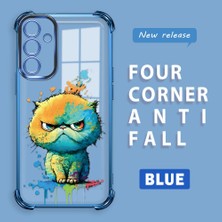 HONTINGA Samsung Galaxy A15 ile Uyumlu Şeffaf Kılıfı Düşüme Önleyici Basitlik Anti Düşme Kamera Korumali Kedi Desen Yumuşak Silikon Telefon Kılıfı Kadın ve Erkek Için Uygundur K3-0185