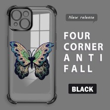 HONTINGA iPhone 15 ile Uyumlu Şeffaf Kılıfı Düşüme Önleyici Basitlik Anti Düşme Kamera Korumali Kelebek Desen Yumuşak Silikon Telefon Kılıfı Kadın ve Erkek Için Uygundur K3-0166