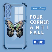 HONTINGA Samsung Galaxy S21 Fe 5g ile Uyumlu Şeffaf Kılıfı Düşüme Önleyici Basitlik Anti Düşme Kamera Korumali Kelebek Desen Yumuşak Silikon Telefon Kılıfı Kadın ve Erkek Için Uygundur K3-0166