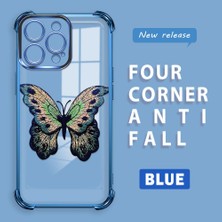 HONTINGA iPhone 15 Pro Max ile Uyumlu Şeffaf Kılıfı Düşüme Önleyici Basitlik Anti Düşme Kamera Korumali Kelebek Desen Yumuşak Silikon Telefon Kılıfı Kadın ve Erkek Için Uygundur K3-0166