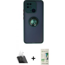 Marsilyan™- Redmi 10C Kılıf Yörünge Çizgi - Siyah 20D Premium Cam Ekran Koruyucu + Şeffaf Kamera Lens Koruma Cam