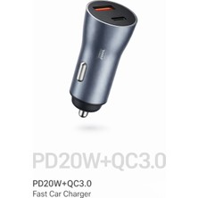 Neffo 20W Hızlı Araç Şarj Cihazı (Pd + Qc3.0) Çift Çıkış Usb-A & Usb-C