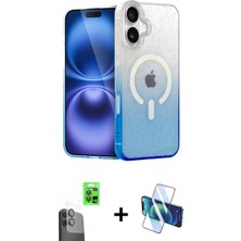 Marsilyan™- iPhone 16 Plus Kılıf Eksen Minimal Özel Seri - Siyah 3D Antistatik Seramik Nano Ekran Koruyucu + Siyah Raze Metal Kamera Lens