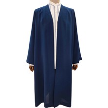 Petek Kumaş Buhara - Petrol Mavi Puntolu Yaka Cübbe