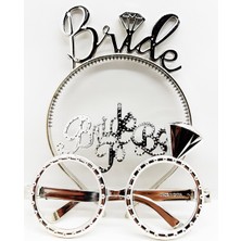 Esplendor Bride Yazılı Taç ve Bride To Be Yazılı Gözlük Seti Gümüş Renk