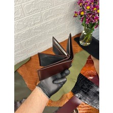 Paşala Leather Hakiki Deri Kahverengi Erkek Cüzdan El Yapımı Çok Bölmeli Fonksiyonel Geniş Iç Hacimli Şık